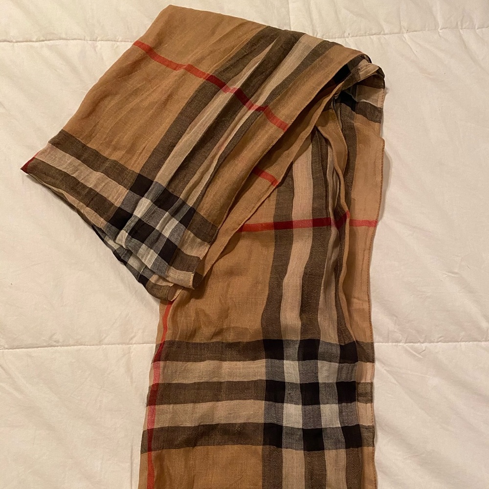 Burberry Lightweight Check Wool Silk Scarf